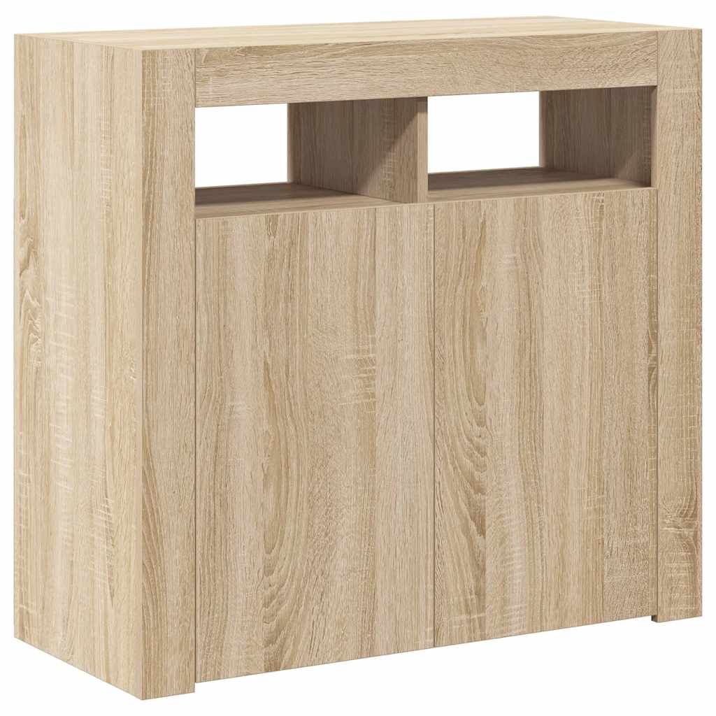 Sideboard mit LED-Leuchten Sonoma-Eiche 80x35x75 cm